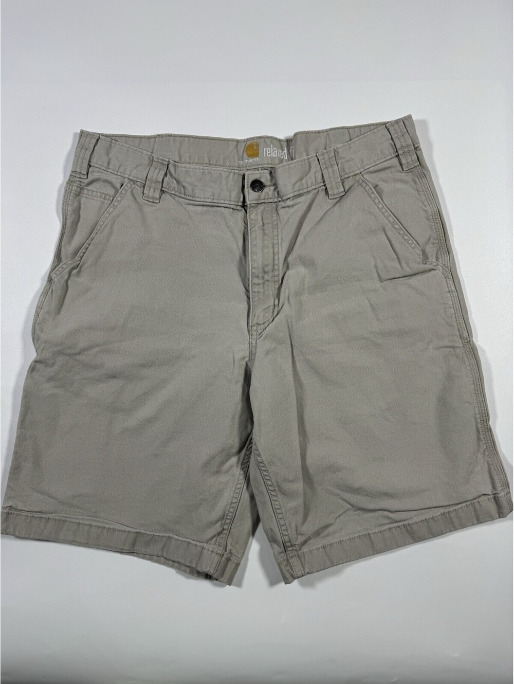 Carhartt 102514 Relaxed Fit Work Shorts Mens 36 Tan Stretch Utility 9” Inseam